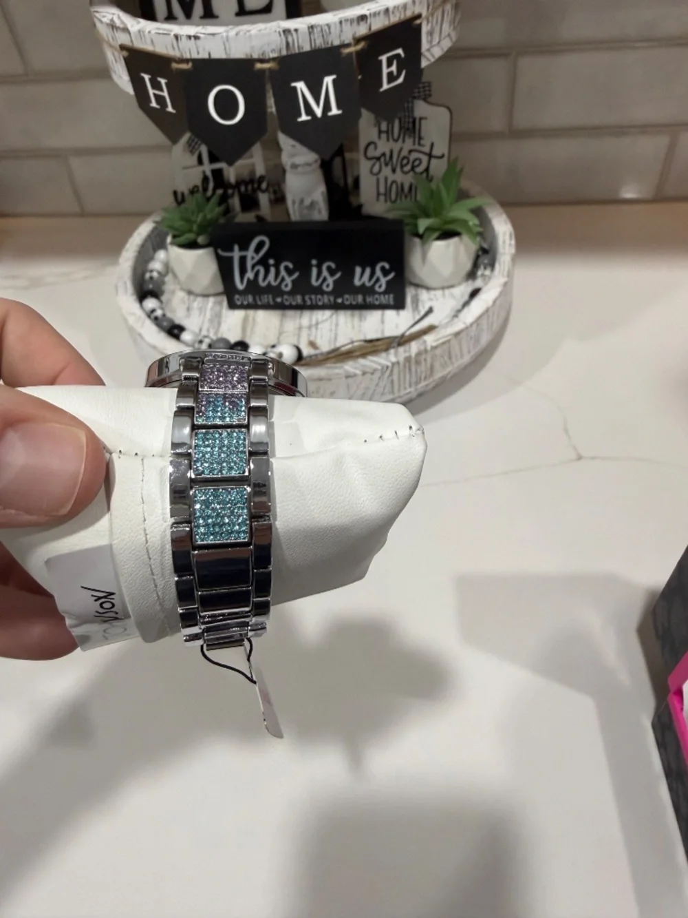 NWT Betsey Johnson silver sparkly glittery watch - Picture 5 of 9